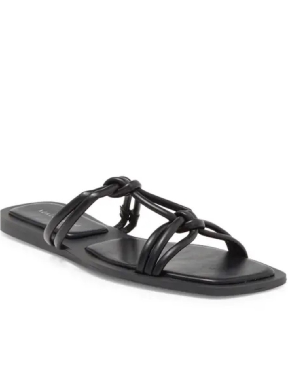 Azalea Wang Stetson Black Knotted Slide Sandals Square Toe Minimalist Size 7 & 9